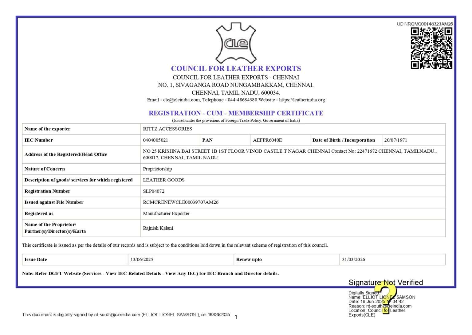 SMETA Audit Certificate
